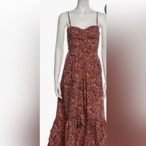 A.L.C. Spaghetti Strap Red, Orange, Black Cotton Maxi Dress